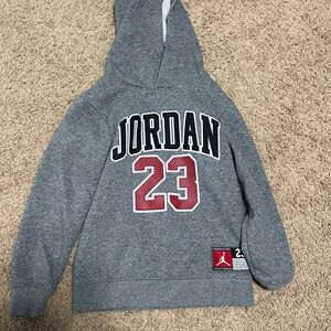 Boys Jordan Gray Hoodie with Red Logo
